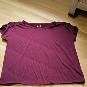 Maurices Short Sleeve Tee in Berry Plum